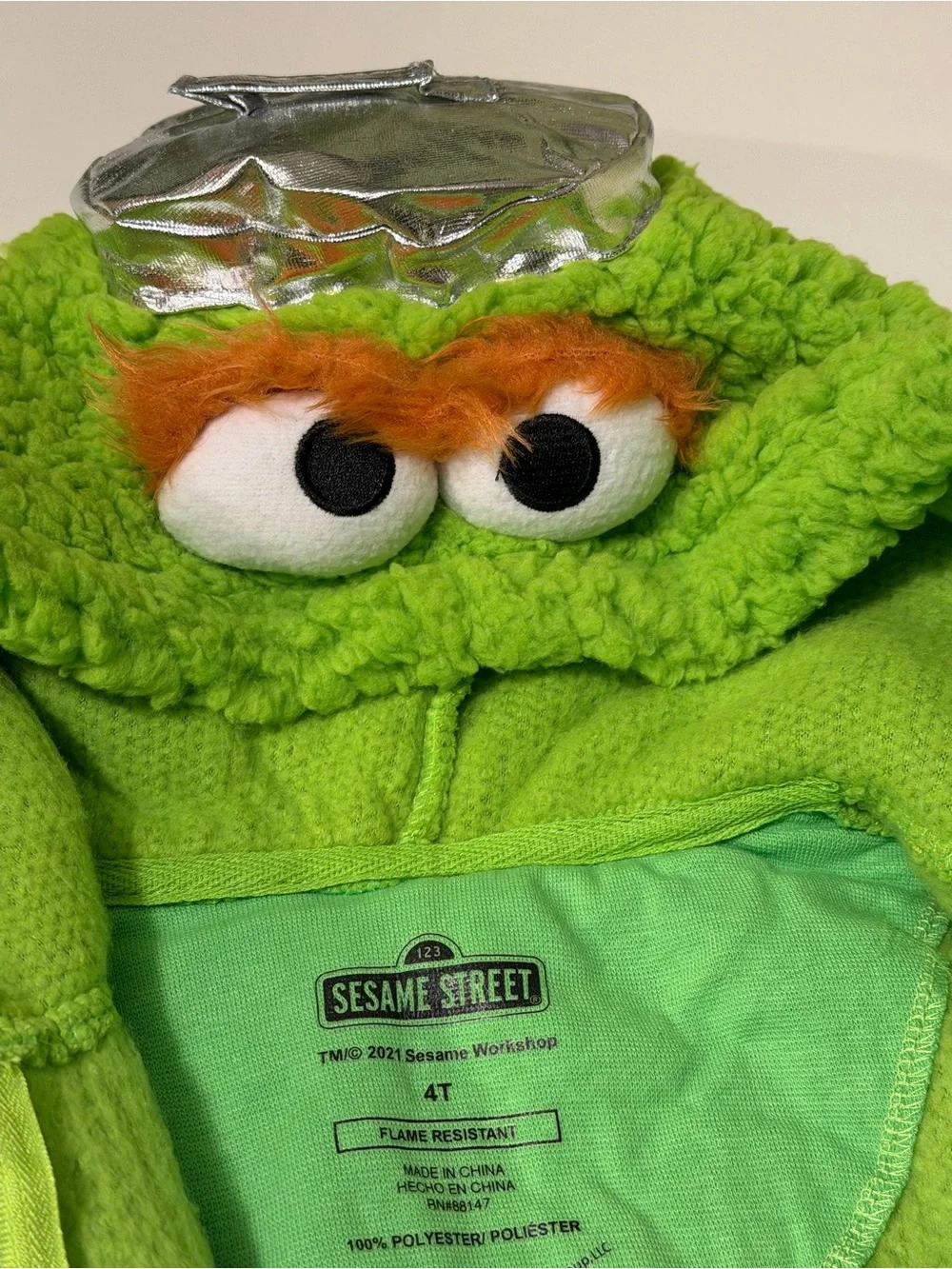 Sesame Street Toddler Oscar the Grouch Sherpa Halloween Costume Pajamas 4T